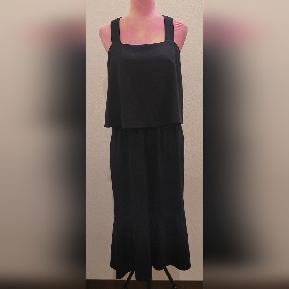 NWT J. Jill Elegant Black Layered Maxi Dress Sz M